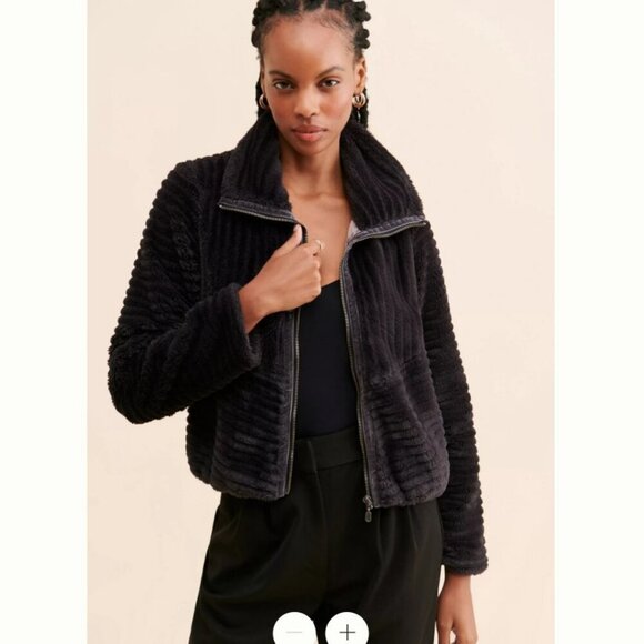 Anthropologie Natasha Full Zipper Faux-Fur Cozy Casual Winter Jacket Size M - Picture 1 of 13